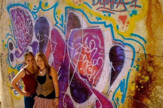 Nicki with friend in Barcelona, Spain