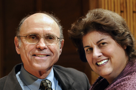 Samuel Adler with professor and DePauw alum Pamela Coburn '74