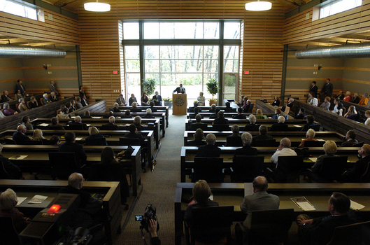 Dedication ceremony in the Prindle Auditorium