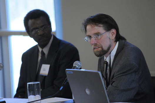 Symposium organizer, Professor Brett O'Bannon (DePauw) presenting paper on  the limits of international law