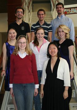 2009 Winners: Sarah Chamberlain (flute), Jeremy Eberhard (violin), Carl Frank (voice), Ann Marie Hostetter (piano), Yuting Liu (flute), Steven Maijala (oboe), Esther Shim (violin), and Allison Taylor (violin)