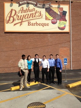 DePauw Debate Society Members Ronnie Kennedy, Shelby Beasley, Jimmy Kirkpatrick, Stewart Burns, Sam Leist, and Robert McMurray.