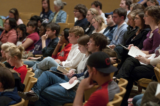 Students listening to David Sloan Wilson's presentation