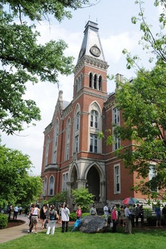 Students and families gather on East College lawn prior to commencement ceremonies in 2011.