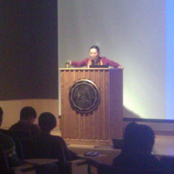 Guest lecturer Dr. Helen Quan, professor of political science at Arizona State University, gives a talk on racial capitalism, the Tea Party, and the politics of nativity. (Fall 2011)