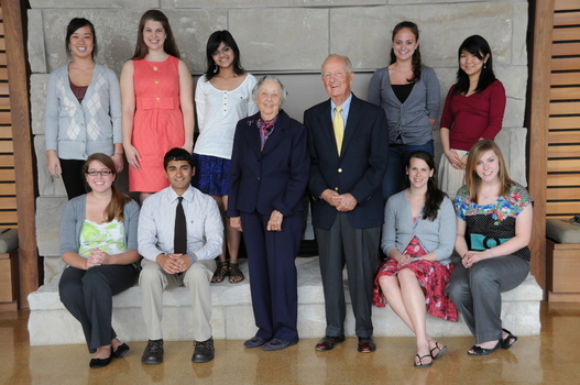 Anne and Charles Hillman (center) with the 2010-11 Hillman Student Interns