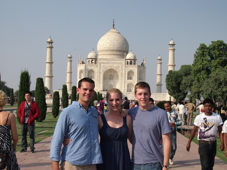 Seniors Logan Patterson, Allison Jones and Chris Wright traveling during their junior year internship with Cummins India Limited