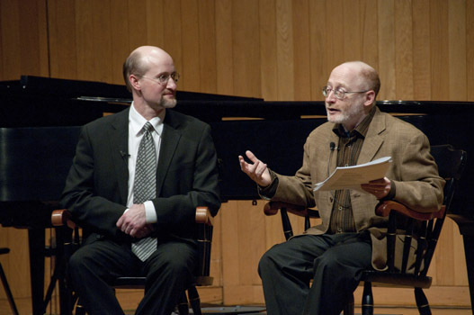Aaron Jay Kernis lecture with theory professor Scott Spiegelberg