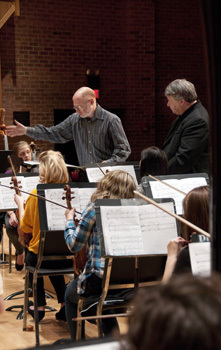 Aaron Jay Kernis with the DePauw University Orchestra