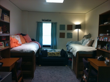 A student room in Lucy Rowland Hall.