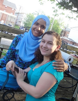 Interfaith Interns Carli and Muska at the end of the semester Cookout