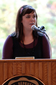 Paddy McShane '07 during dedication ceremony