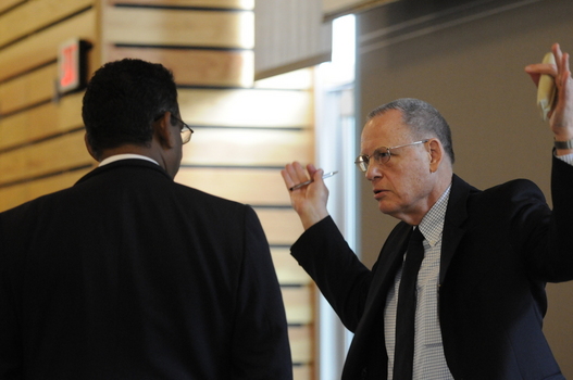 John Roth (Professor emeritus of Philosophy, Claremont McKenna College) continuing discussion over lunch
