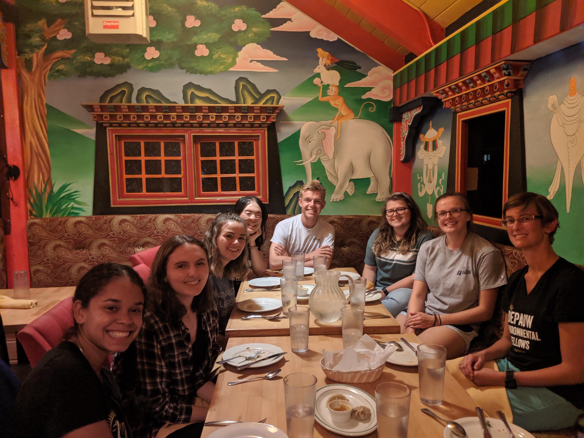 students eating in a restaurant