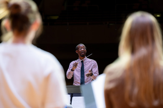 Prof. Bryon Black leading the DePauw Choir