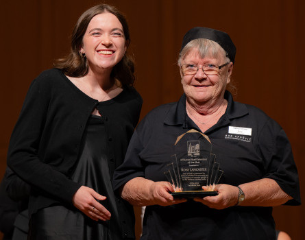 Annie Esterline (DSG Chief of Staff) presents Rose Lancaster with Affiliated Staff Member of the Year Award