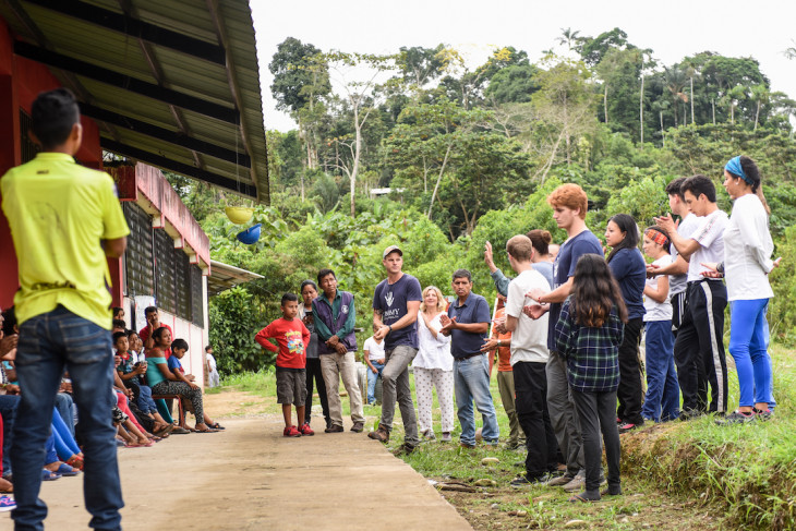 Students participate in a meeting during the 2019-2020 Timmy Global Health trip. 