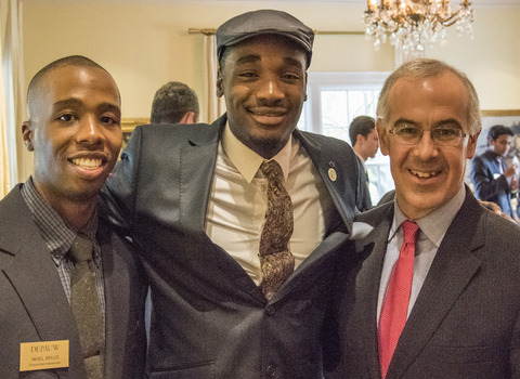 A fellow DePuaw student, Political science major Omobolaji “BJ” O. Teriba '15, and New York Times columnist David Brooks