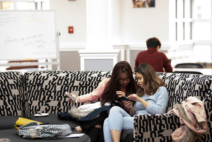 Students Sitting in the campus living room