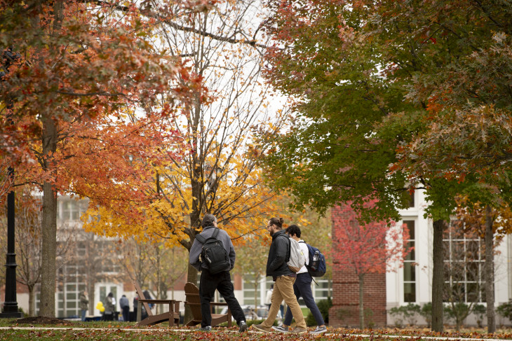 students walking in quad