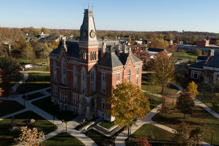 Aerial shot of East College and campus
