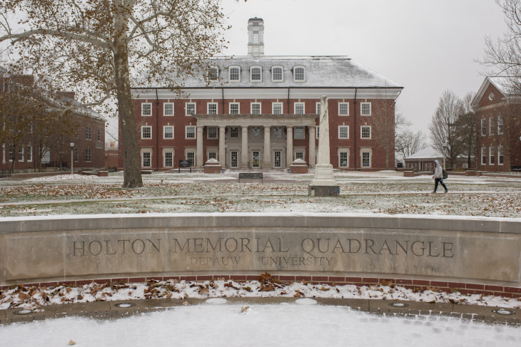 Roy O West library on a snowy day