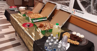 Pizza and snacks for students at the bio fair