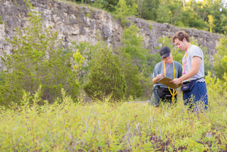 Students doing research at the DePauw Nature Park