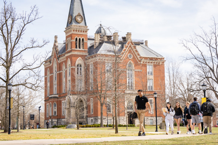 students walking on campus