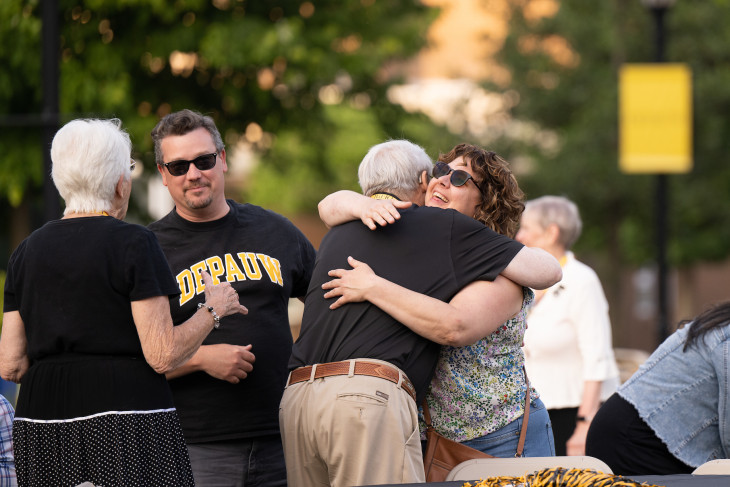 Alumni hugging on campus for ARW