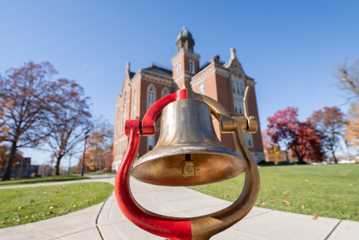 Monon Bell in front of East College