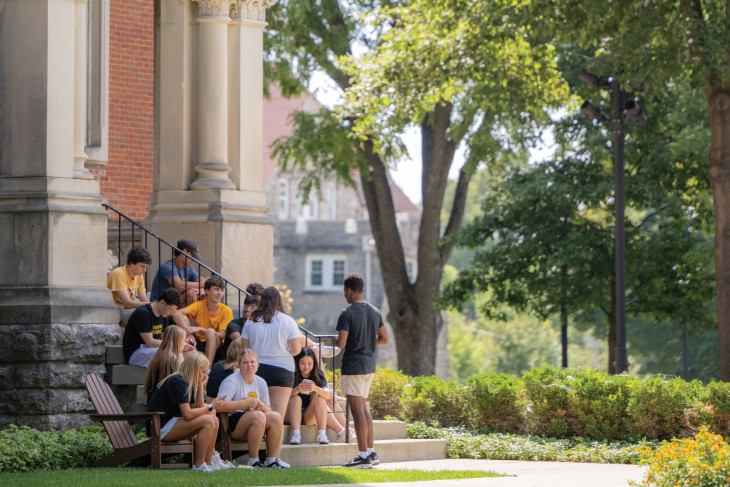 Students gather on East College steps