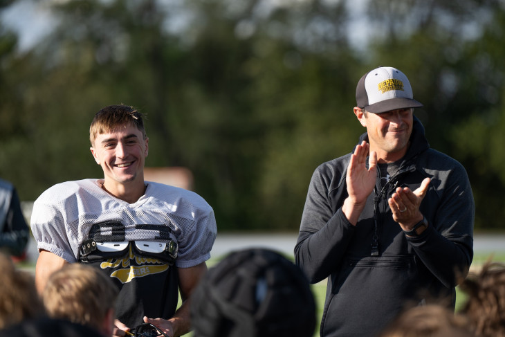 Robby Ballentine with coach Brett Dietz