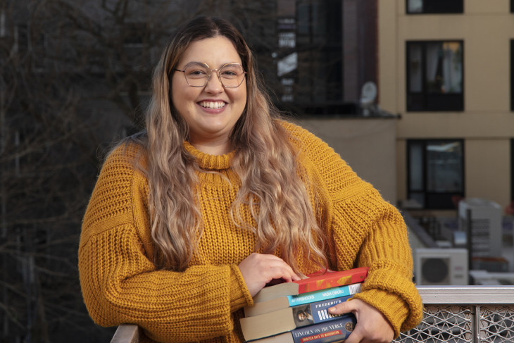 Maria Manuela Mendez Da Silveira ’19 poses on her rooftop in NYC