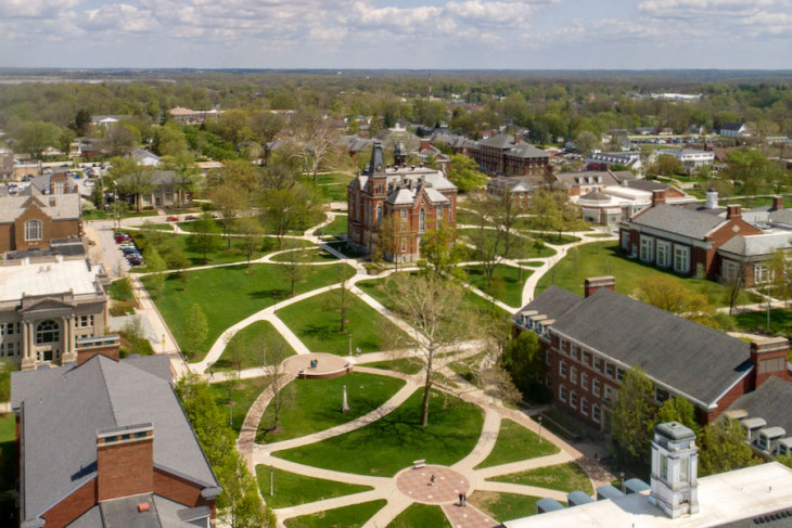 Aerial shot of campus 