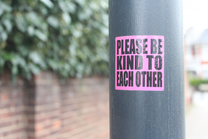 be kind sign on post