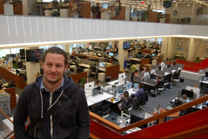 Ben in front of international desk at NYT 6-6-18