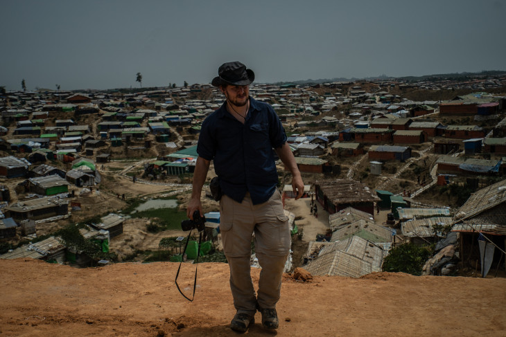 Ben Solomon walking in Rohingya