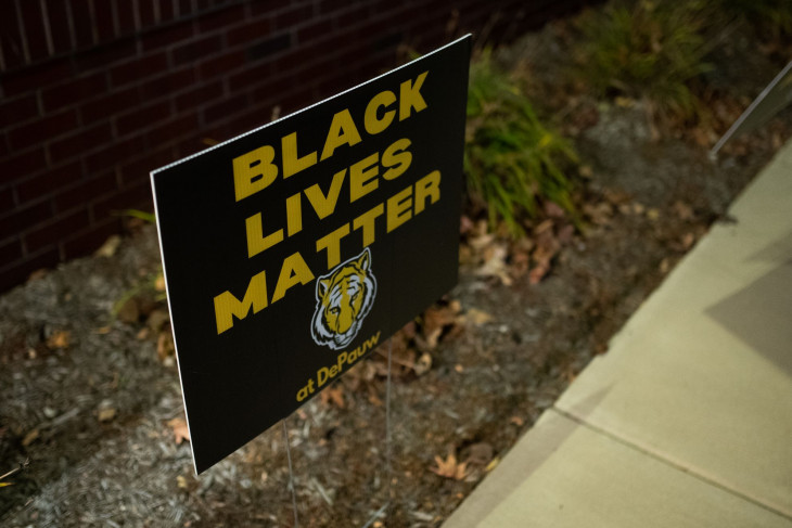 Black Lives Matter at DePauw sign