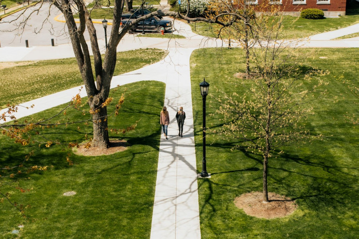 Intersecting walkways on campus