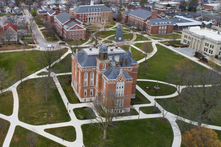 Photo of East College Lawn by drone. 