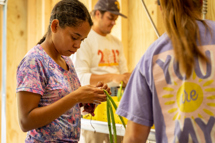 Student participating in orientation