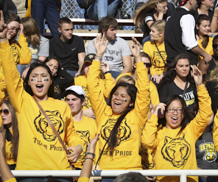 Students cheering at Monon Bell Game