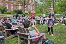 Classroom session out on the lawn