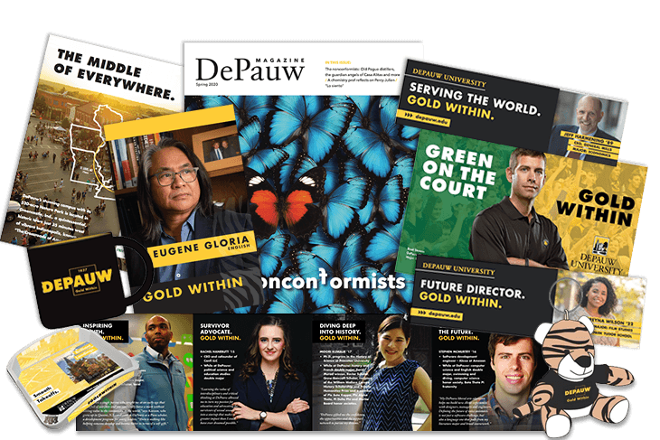DePauw publications and swag examples