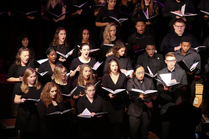 Choir singing onstage