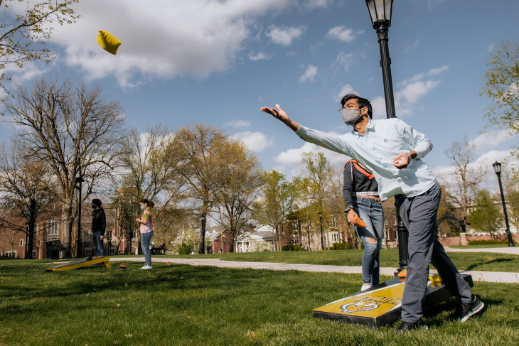 Cornhole tournament on campus