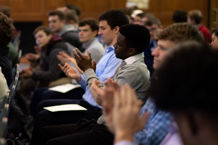 Students listen to speaker at McDermond-sponsored event