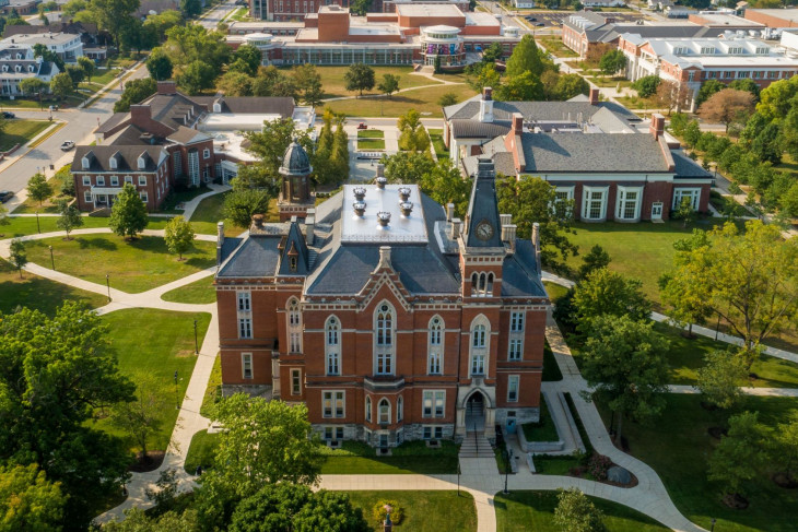 Aerial shot of DePauw campus