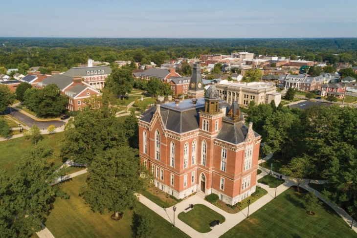 Drone view over campus